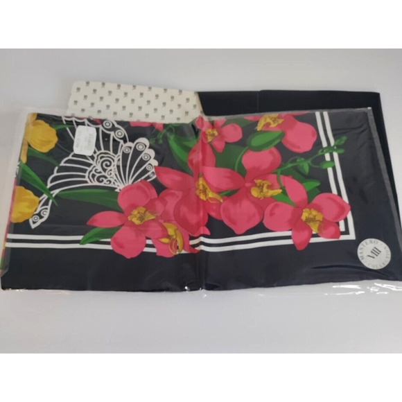 Mantero VIII Collection Silk Scarf Made In Italy Floral Black - New in Package - Picture 11 of 11